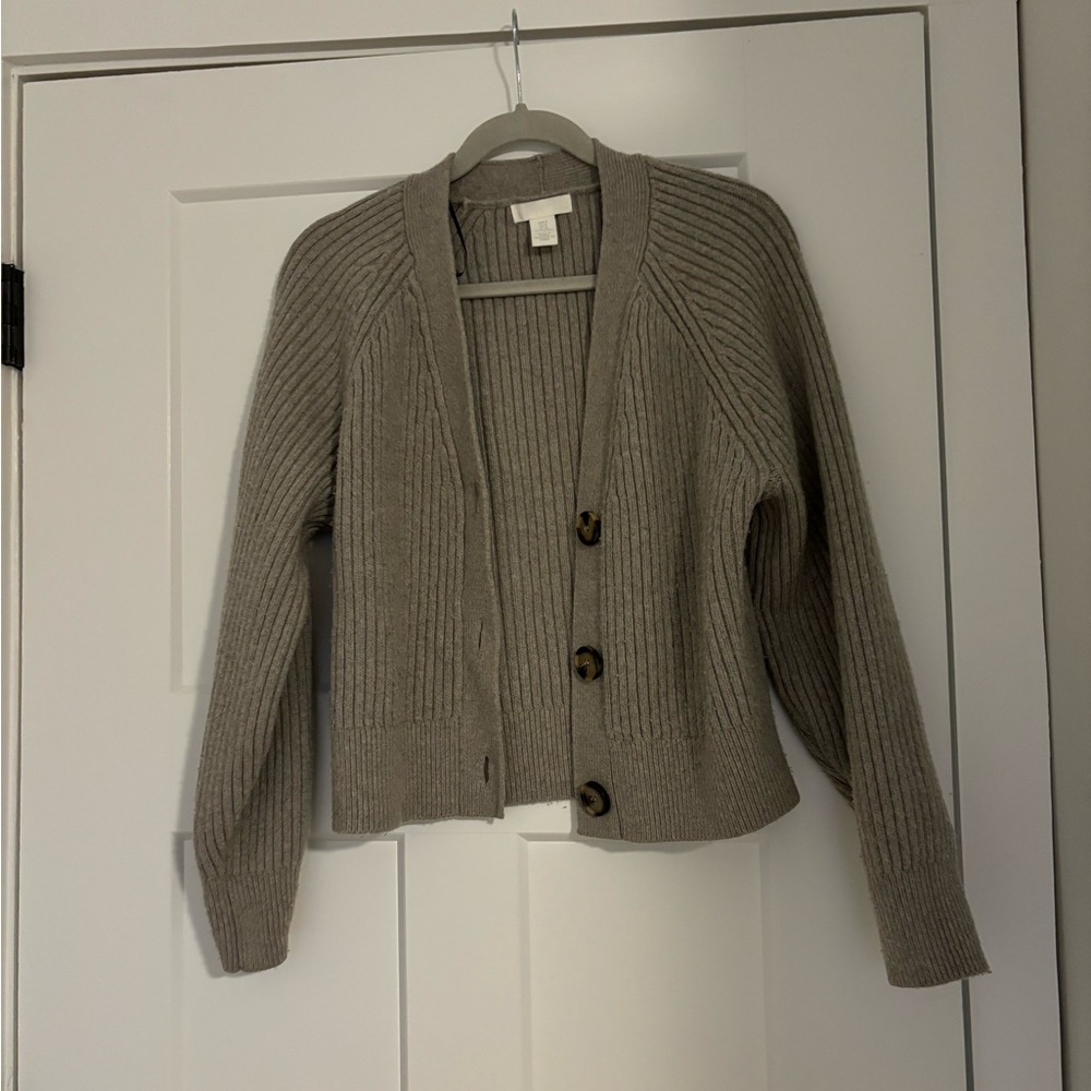 H&M Taupe Ribbed Cardigan